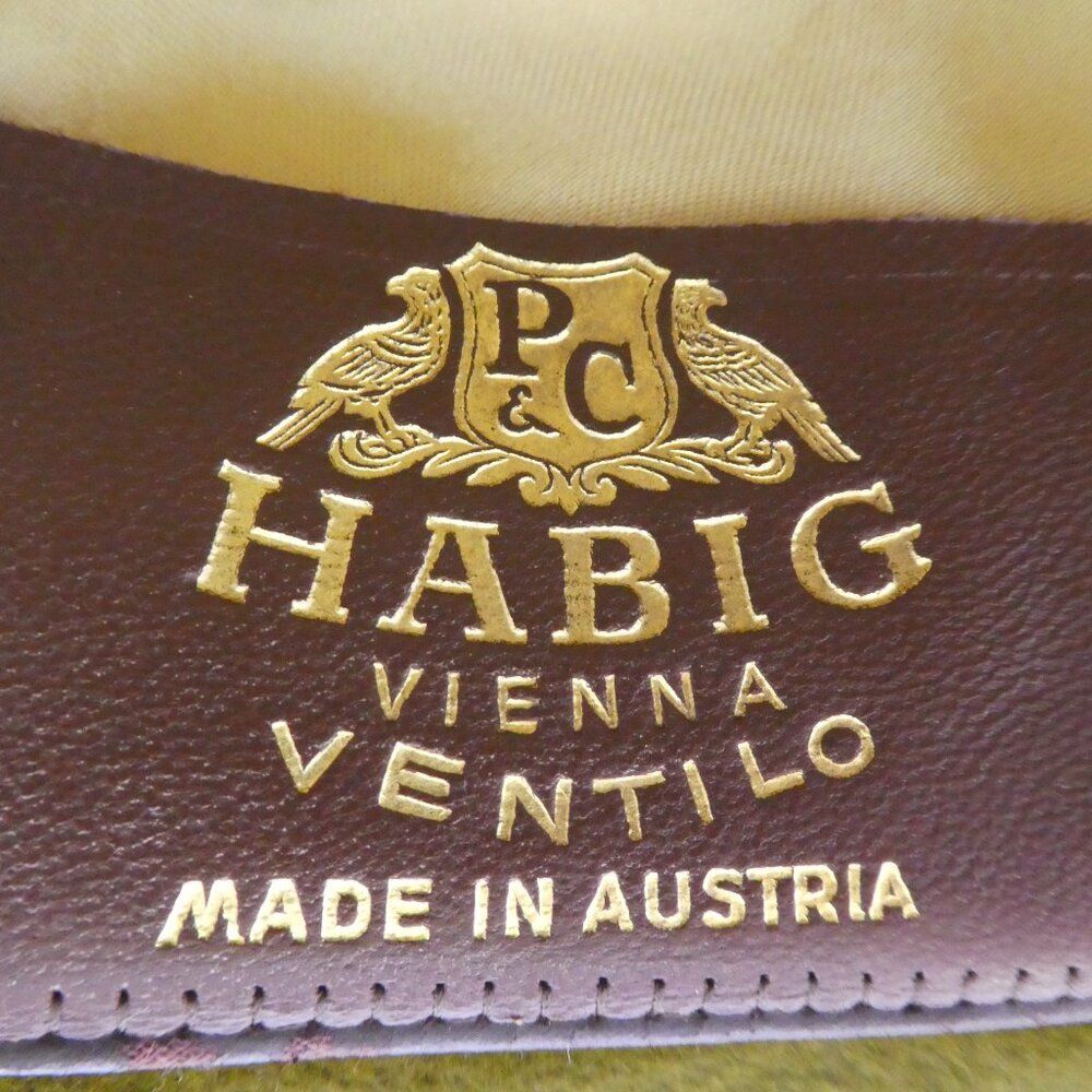 Vintage P&C Habig Vienna Ventilo John Helmer Green Velvet Rope Detail Fedora Hat - Picture 9 of 10